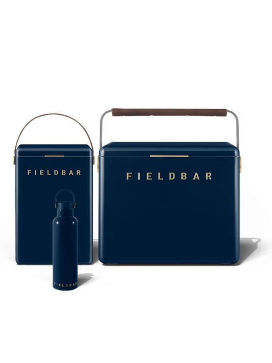Cooler Box Set & Field Bottle – Sea Boat Blue full set front view