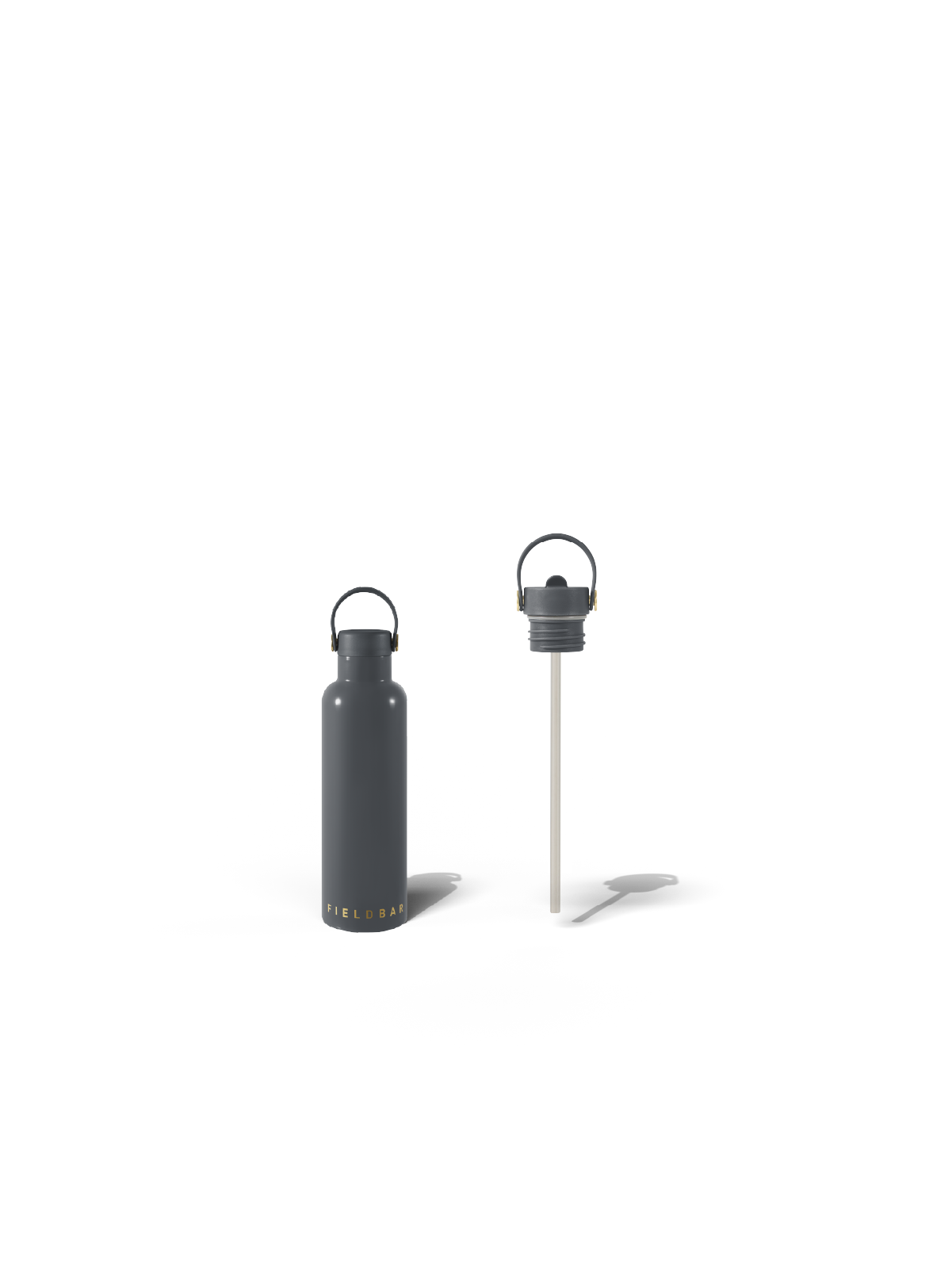 Field Bottle Sip Lid & Metal Straw / Oyster Grey