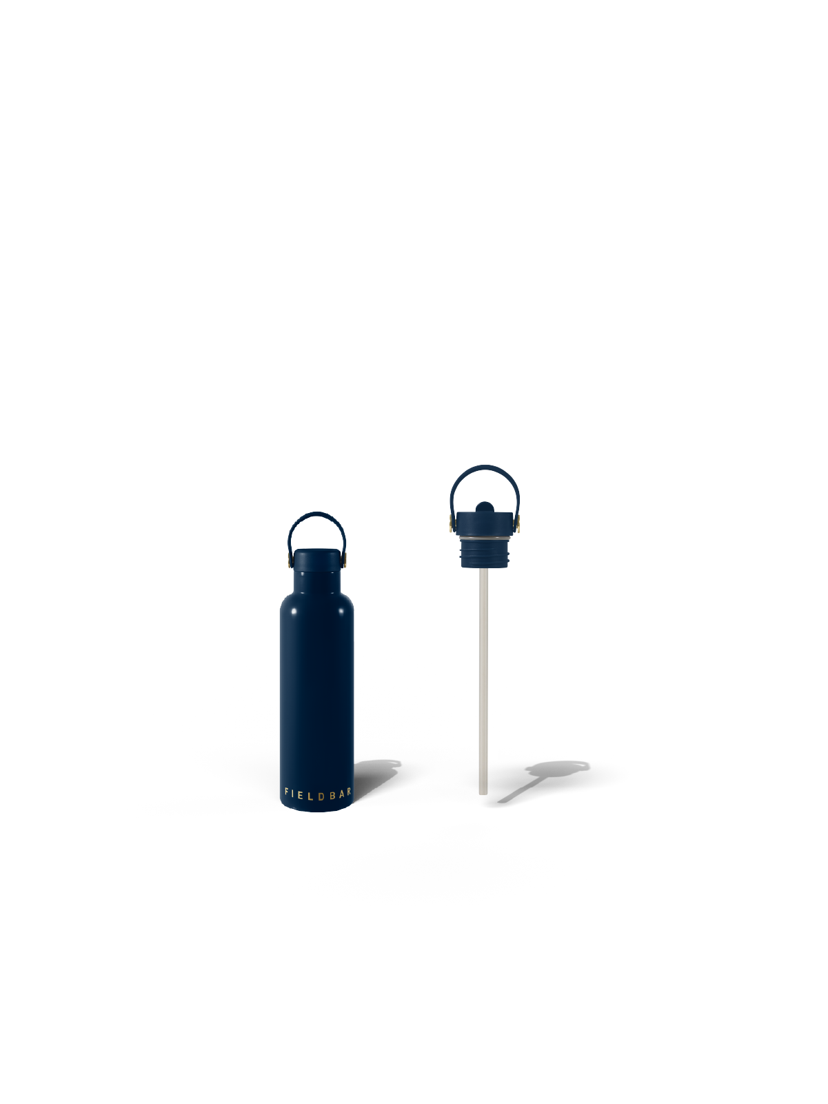 Field Bottle – Sea Boat Blue close-up. Sip Lid & Metal Straw