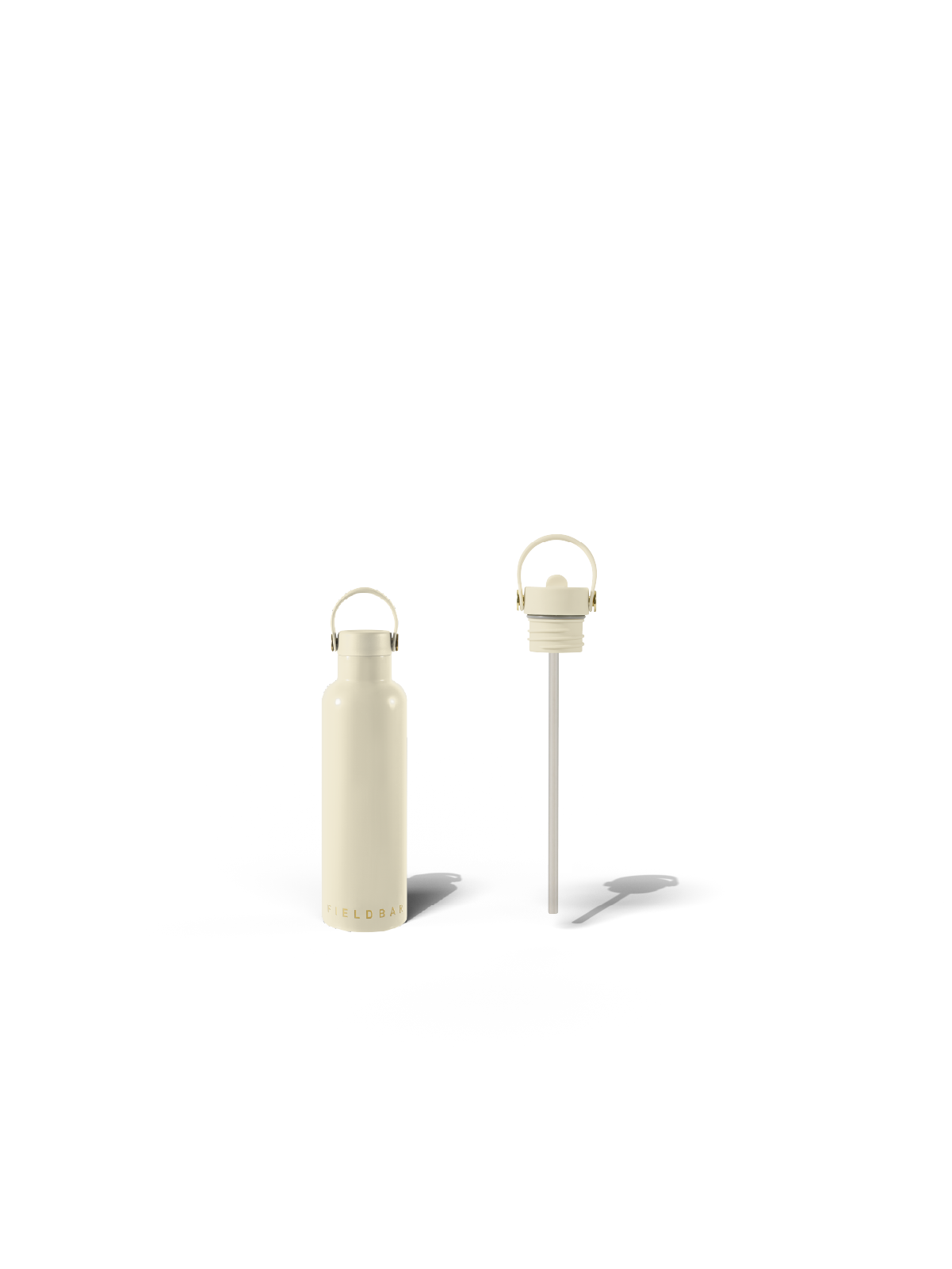 The Field Bottle safari white — sleek, insulated, and perfect for maintaining drink temperatures while on the move.
The Sip Lid & Metal Straw