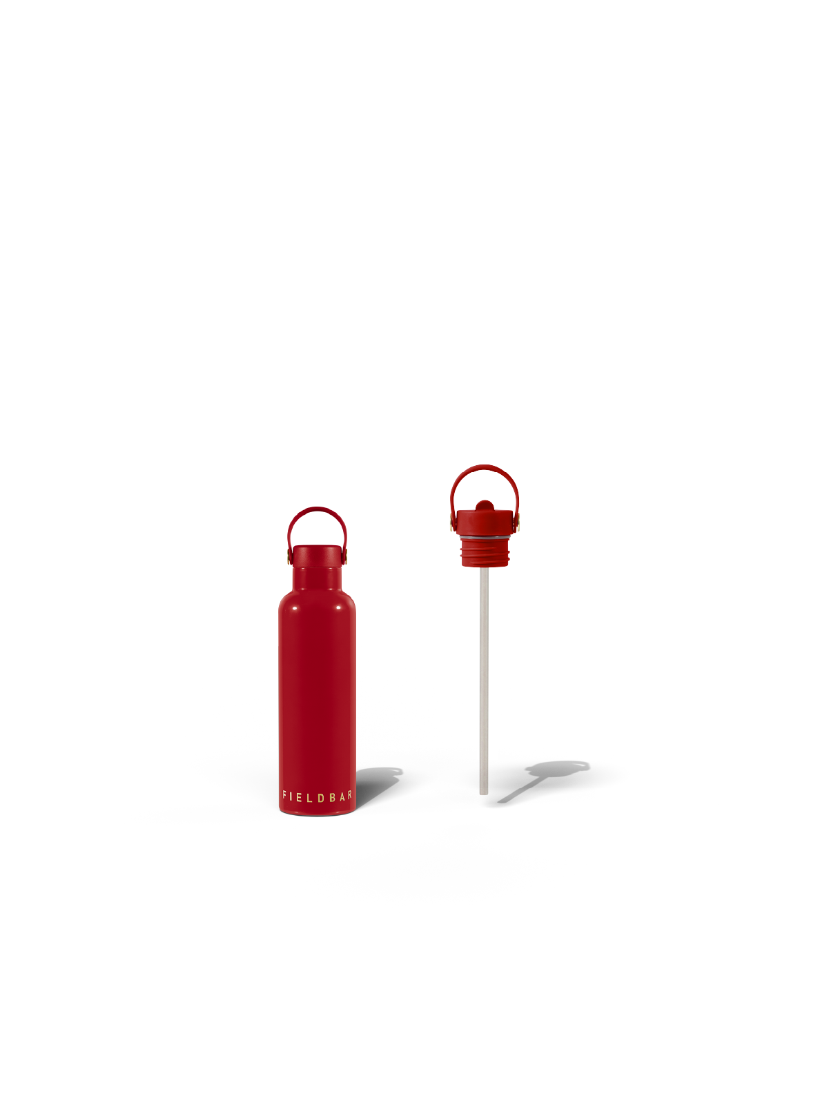 Field Bottle Sip Lid & Metal Straw / Lobster Red