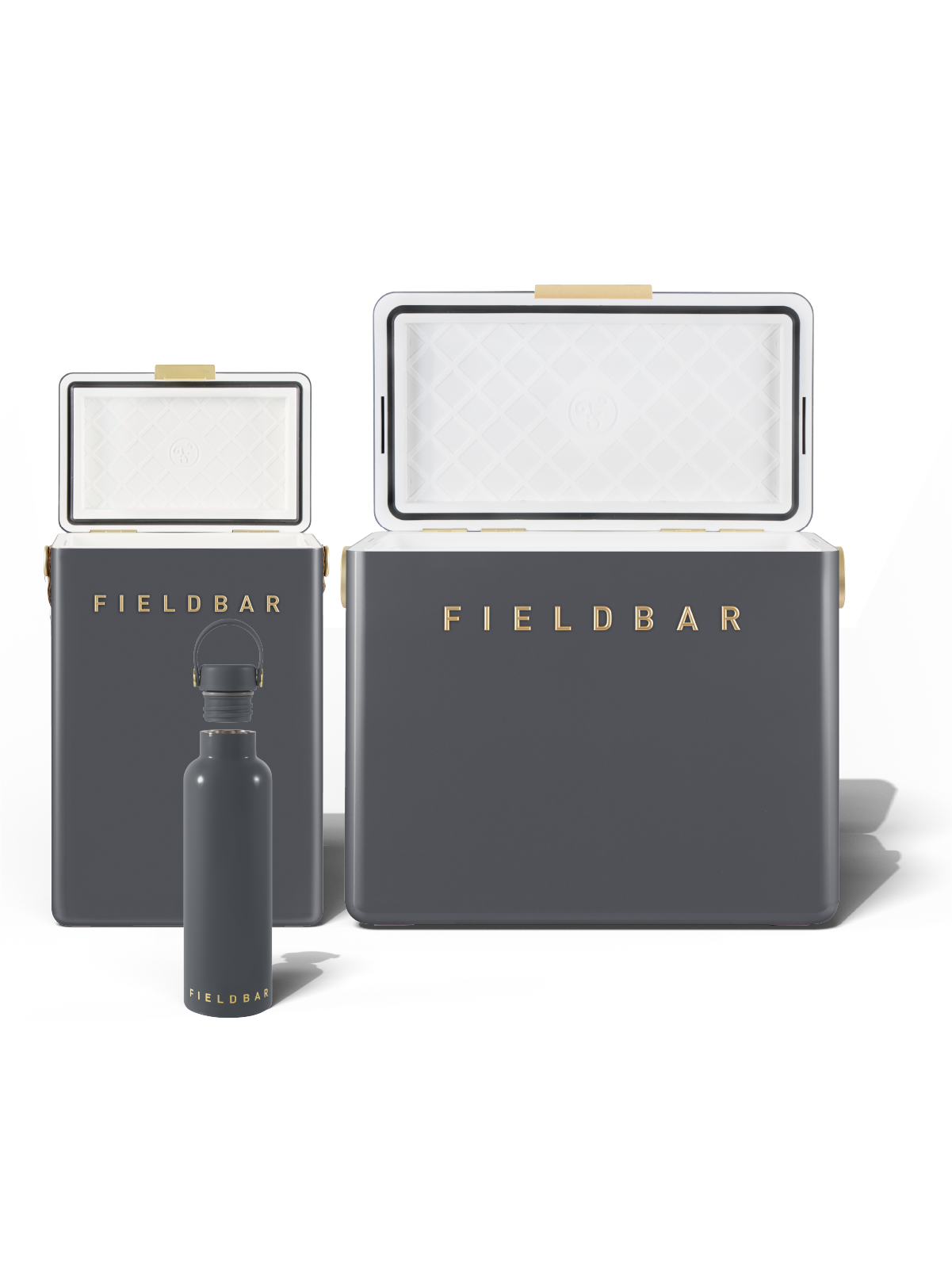 Luxury hardcase cooler box set and bottle in Oyster Grey