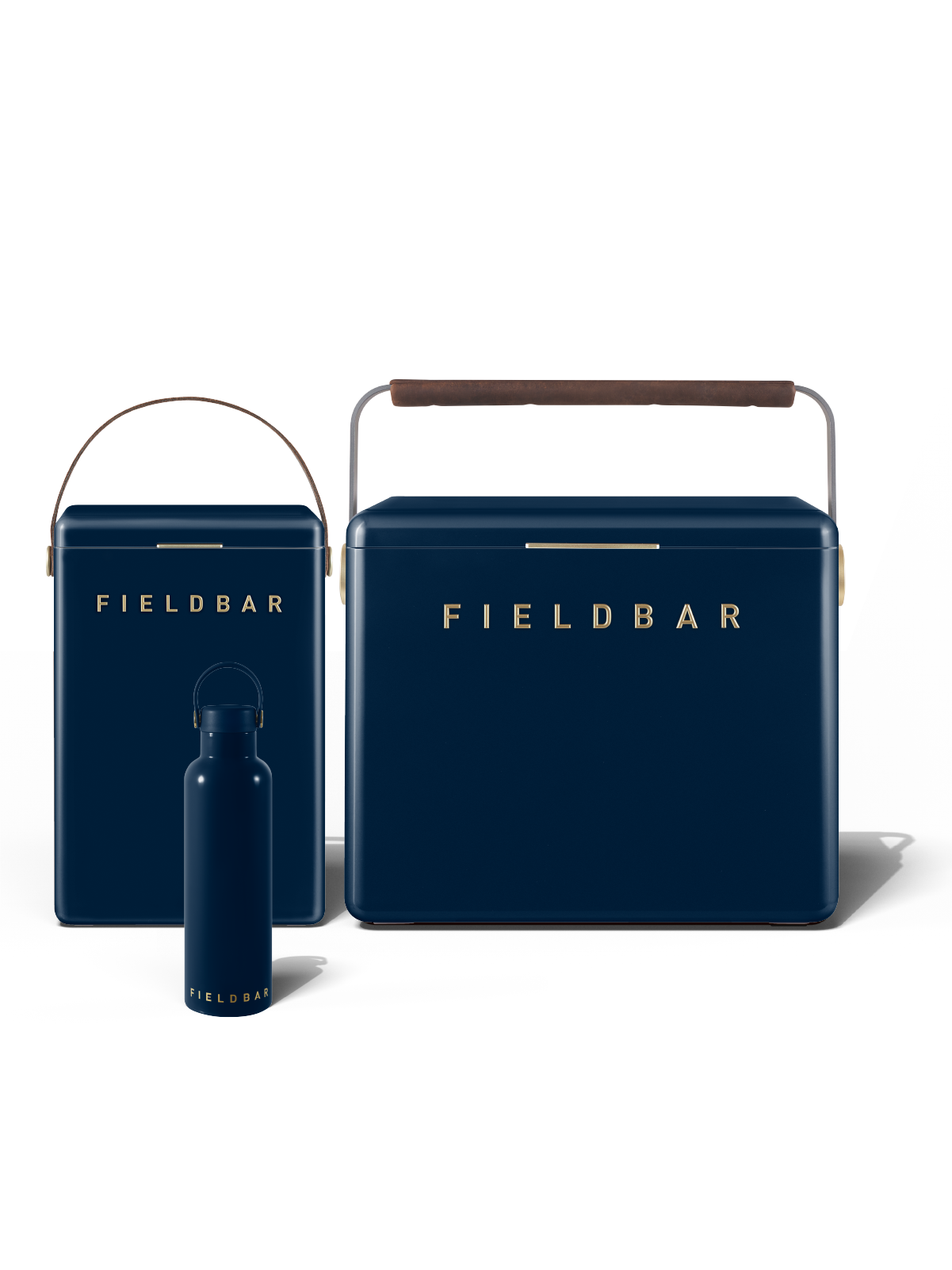 Cooler Box Set & Field Bottle – Sea Boat Blue full set front view