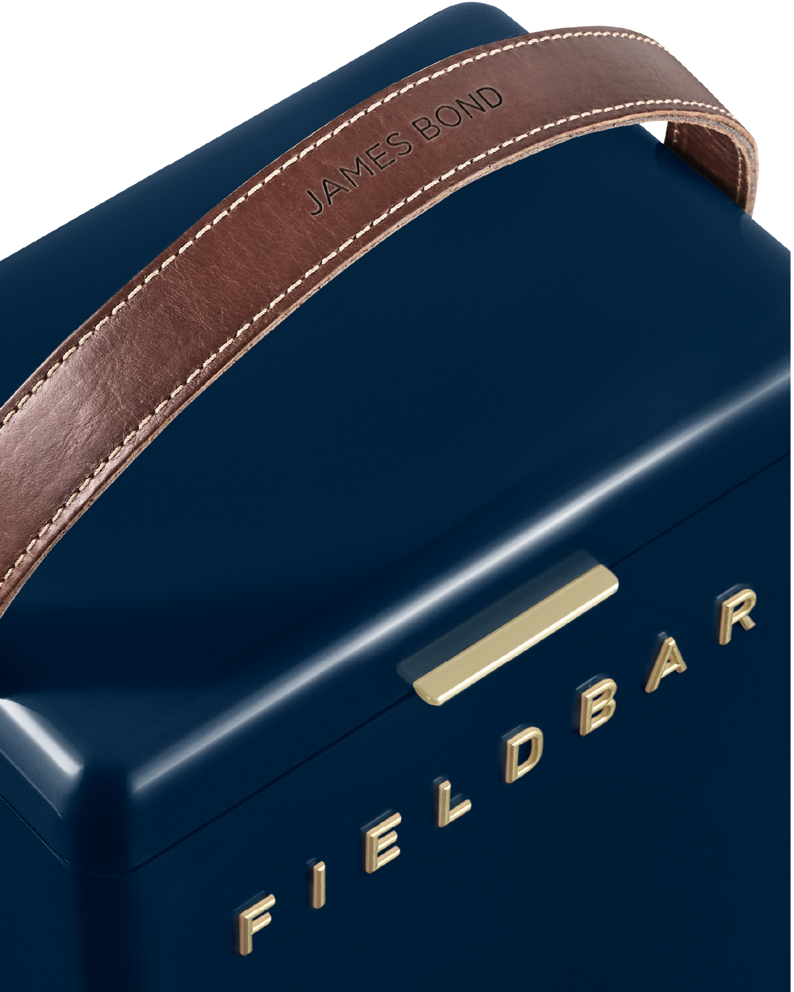 Close-up: Sea Boat Blue cooler handle – designer hardcase cooler