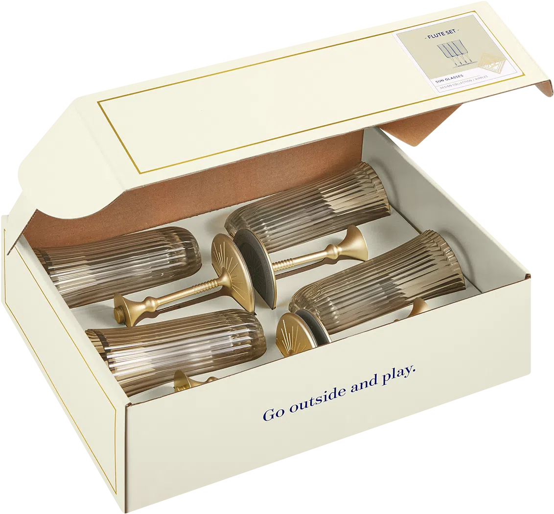 Sun Glasses Flute Set of 4 / Safari White